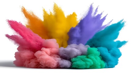 Fototapeta premium Colorful Smoke Explosion with Vibrant Splashes of Powder in Various Shades