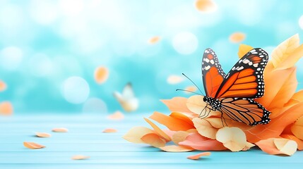 Delicate butterfly resting amidst soft petals.