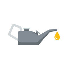 Oil can with dripping yellow oil drop on Vector illustration of white background lubricant motor oil
