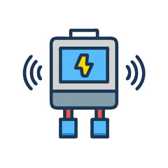 Wireless Energy Meter with Lightning Bolt on Black Background