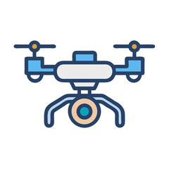 Flat Vector Icon of a Drone with Camera