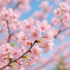 Cherry Blossoms in Spring – Delicate Pink Flowers Against Blue Sky