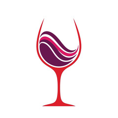 Stylized red wine glass with swirling purple and pink liquid drink beverage Vector illustration of