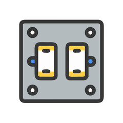 Simplified light switch plate with two toggles illustration