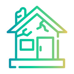 broken house Line Gradient Icon