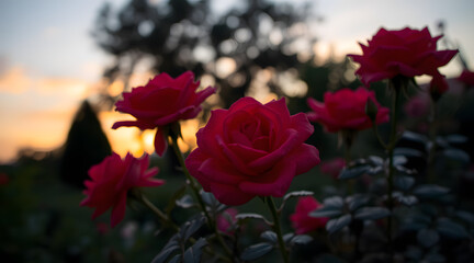 Close-Up of Vibrant Pink and red Garden Roses
