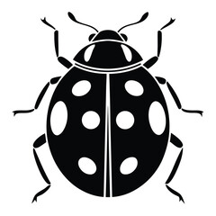 Obraz premium Black silhouette of a ladybug with white spots on a white background insect