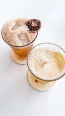 top view of iced chocolate milk drink