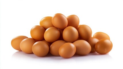 Brown eggs on white background. Neural network AI generated