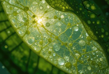Radiant Leaf with Light	Leaf illuminated by natural light.
