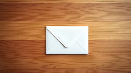 Minimalist white envelope on wooden surface, conveying simplicity and communication under soft lighting.