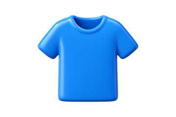 3D Glossy Blue T-Shirt Icon Isolated on a Transparent Background