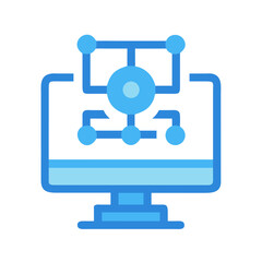 Blue network connection displayed on a computer monitor screen