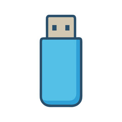 Simple Illustration of a Blue USB Flash Drive Icon