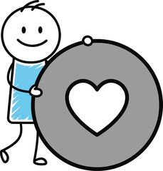 Stickman love heart circle cartoon character symbol illustration