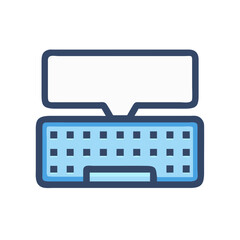 Keyboard with speech bubble illustration on solid black background