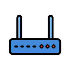 Router device with wireless capability isolated on black background