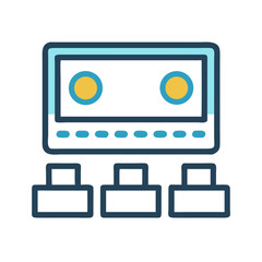 Minimalist movie theater icon depicting seats and screen