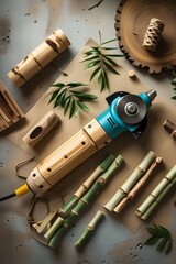 Sustainable Craftsmanship: Eco-Friendly Bamboo Cutting Tool and Natural Materials.