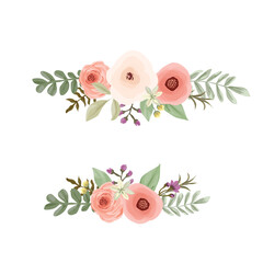 Watercolor Rose Bouquet Illustration with Soft Floral Design Elements