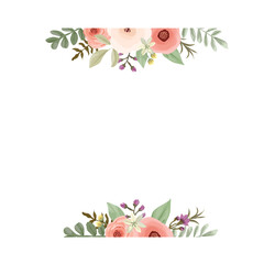 Romantic Watercolor Rose Divider &ndash; Handpainted Floral Garland Border for Wedding Cards & Stationery