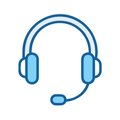 Headset icon for customer service communication in flat design