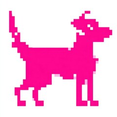 Obraz premium Pink Pixel Dog Digital Pet Illustration