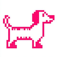 Fototapeta premium Pink Pixelated Dachshund Illustration on White