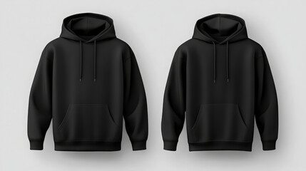 Black hoodie sweatshirt pullover casual isolated white background fashion blank