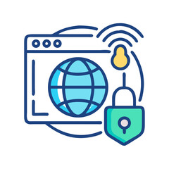 Internet security with a globe behind a padlock image