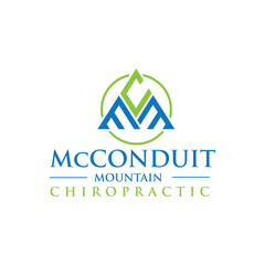 Modern Chiropractic Logo:  Mountain Peak Design, Blue and Green, Professional Branding.