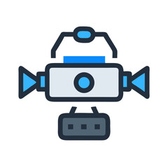 Stylized Illustration of a Modern Camera Device on Black Background