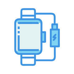 Stylized smart watch charging on a solid background illustration
