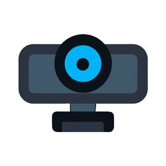 Stylized flat vector web camera icon on black background