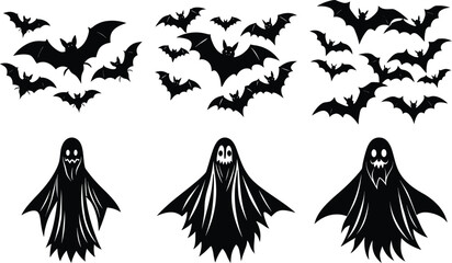 Halloween witch silhouette set ,vector element bundle