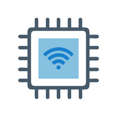 Stylized processor icon showing wireless connection capability illustration