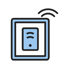 Blue and white smart home device icon illustration vector