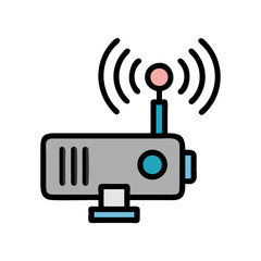 Abstract radio receiver illustration with antenna and simple shapes