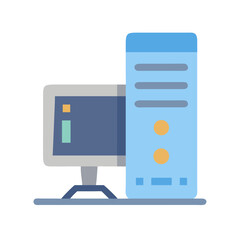 Flat vector icon of a computer server setup