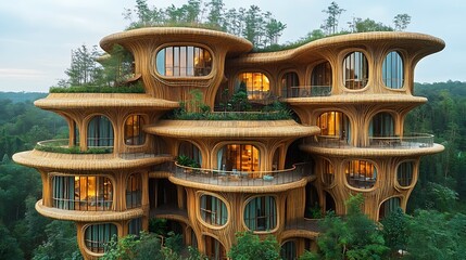 A unique, multi-level dwelling constructed from bamboo.