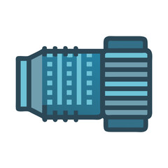 Blue technical structure icon with horizontal and vertical lines
