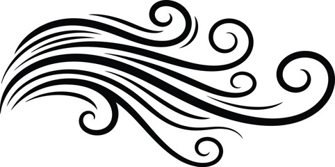 Fototapeta premium Abstract swirling lines and curls decorative element silhouette