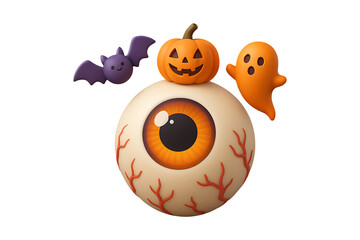Spooky Halloween Elements 3D Illustration Isolated on a Transparent Background