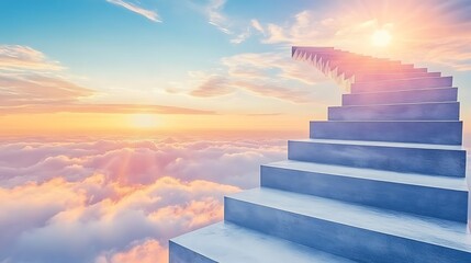 Steps to the sunrise above the clouds.