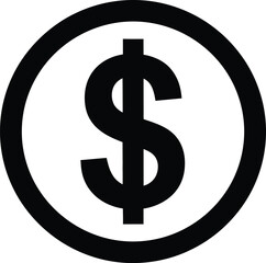 Obraz premium Black dollar sign inside circle silhouette