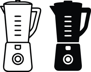 Blender Icons. Black and White Vector Illustration. Kitchen Appliance for Chopping and Whipping Products. Household Appliances Concept
