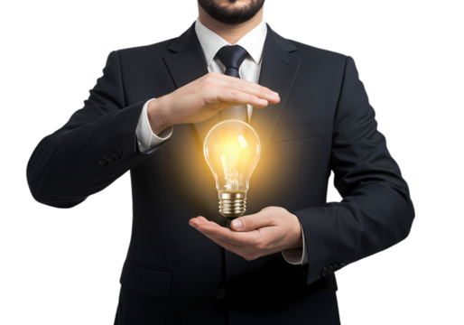 Protecting Your Brilliant Business Idea A Glowing Concept for Success on Transparent background