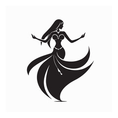 Simple belly dance logo with elegant silhouette of dancer in graceful motion design