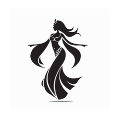Minimalist belly dancer silhouette logo design, perfect for studio branding or decoration