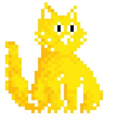 Playful Yellow Pixel Cat Illustration